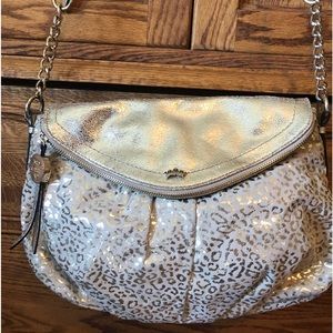Juicy Couture by Kohls, Metallic Faux Suede/Leather Animal Print Cross-Body Bag.
